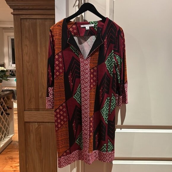 DIANE VON FURSTENBERG 10 rose shirt dress print - Picture 3 of 10